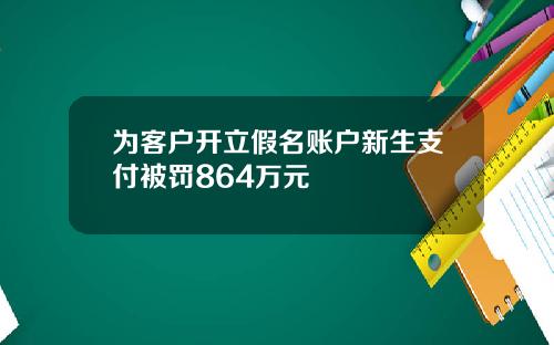为客户开立假名账户新生支付被罚864万元