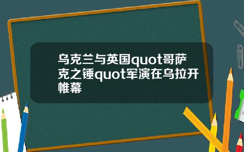 乌克兰与英国quot哥萨克之锤quot军演在乌拉开帷幕