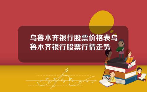 乌鲁木齐银行股票价格表乌鲁木齐银行股票行情走势