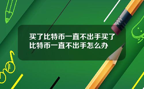 买了比特币一直不出手买了比特币一直不出手怎么办
