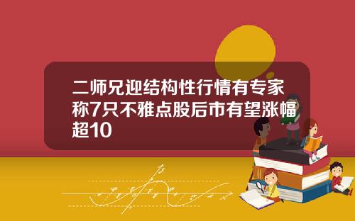二师兄迎结构性行情有专家称7只不雅点股后市有望涨幅超10