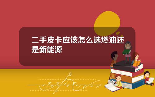 二手皮卡应该怎么选燃油还是新能源