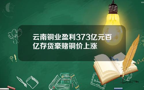 云南铜业盈利373亿元百亿存货豪赌铜价上涨