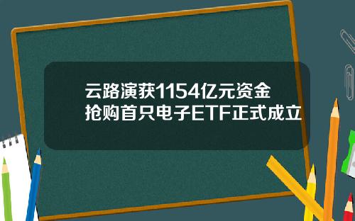 云路演获1154亿元资金抢购首只电子ETF正式成立