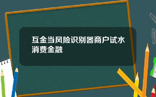 互金当风险识别器商户试水消费金融