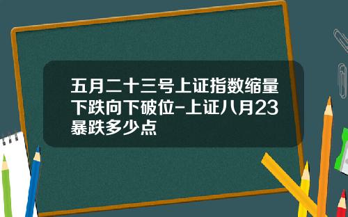 五月二十三号上证指数缩量下跌向下破位-上证八月23暴跌多少点