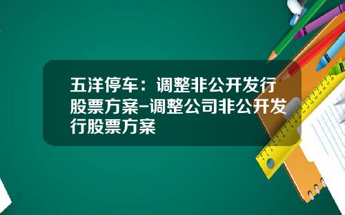 五洋停车：调整非公开发行股票方案-调整公司非公开发行股票方案