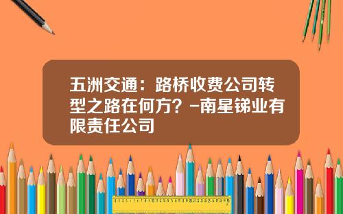 五洲交通：路桥收费公司转型之路在何方？-南星锑业有限责任公司