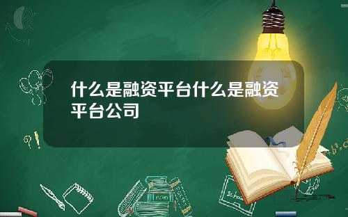 什么是融资平台什么是融资平台公司