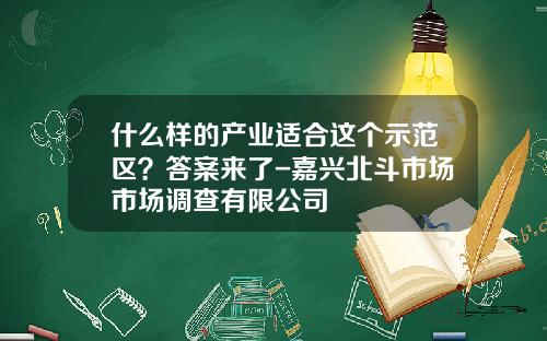 什么样的产业适合这个示范区？答案来了-嘉兴北斗市场市场调查有限公司