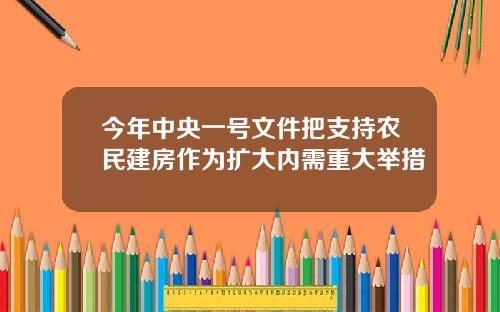 今年中央一号文件把支持农民建房作为扩大内需重大举措