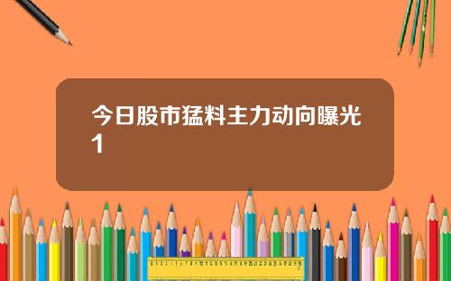 今日股市猛料主力动向曝光1