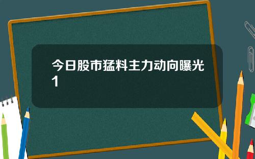 今日股市猛料主力动向曝光1