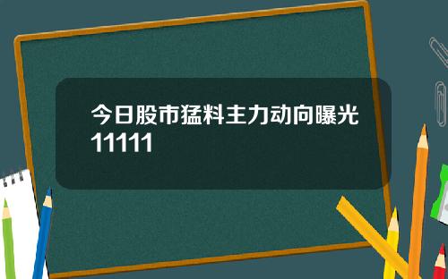 今日股市猛料主力动向曝光11111