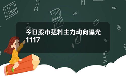 今日股市猛料主力动向曝光1117