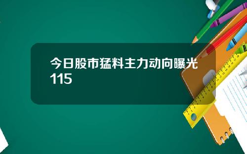 今日股市猛料主力动向曝光115