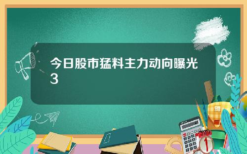 今日股市猛料主力动向曝光3
