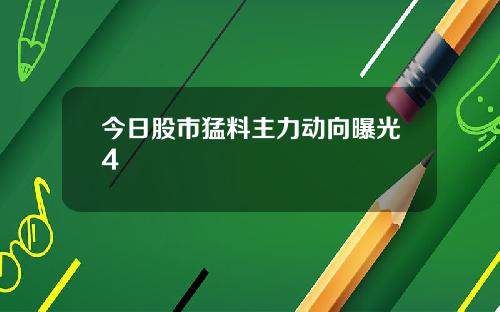 今日股市猛料主力动向曝光4