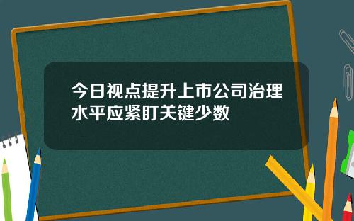 今日视点提升上市公司治理水平应紧盯关键少数