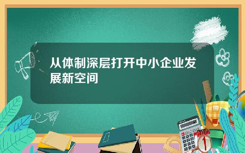 从体制深层打开中小企业发展新空间
