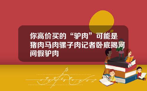 你高价买的“驴肉”可能是猪肉马肉骡子肉记者卧底揭河间假驴肉