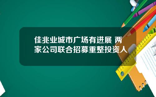 佳兆业城市广场有进展 两家公司联合招募重整投资人