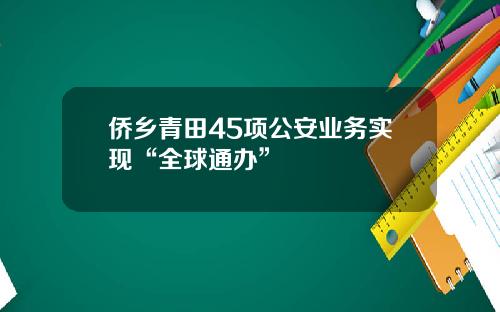 侨乡青田45项公安业务实现“全球通办”