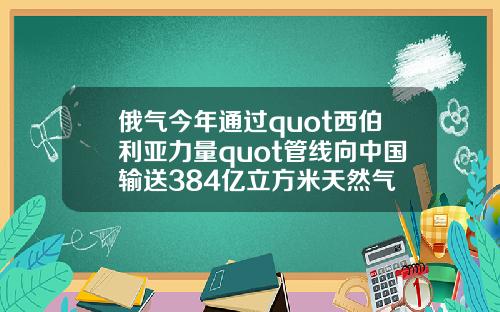 俄气今年通过quot西伯利亚力量quot管线向中国输送384亿立方米天然气
