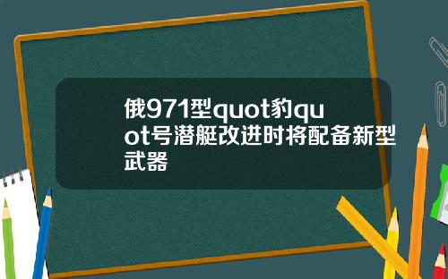 俄971型quot豹quot号潜艇改进时将配备新型武器