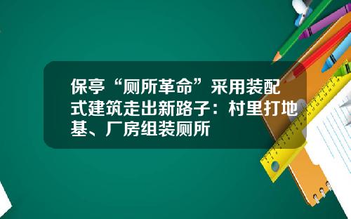保亭“厕所革命”采用装配式建筑走出新路子：村里打地基、厂房组装厕所