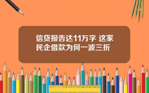 信贷报告达11万字 这家民企借款为何一波三折