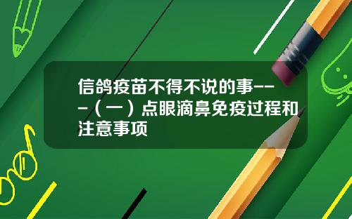 信鸽疫苗不得不说的事---（一）点眼滴鼻免疫过程和注意事项