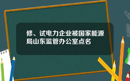 修、试电力企业被国家能源局山东监管办公室点名