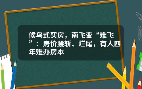 候鸟式买房，南飞变“难飞”：房价腰斩、烂尾，有人四年难办房本