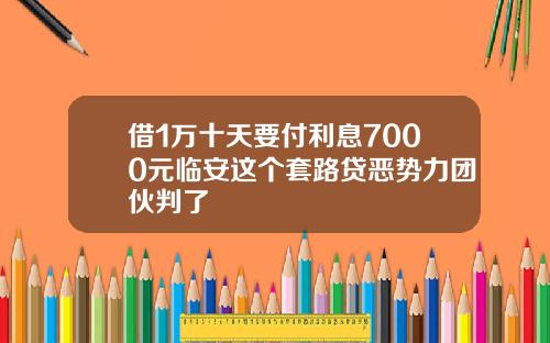 借1万十天要付利息7000元临安这个套路贷恶势力团伙判了