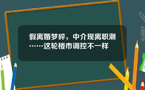 假离婚梦碎，中介现离职潮……这轮楼市调控不一样