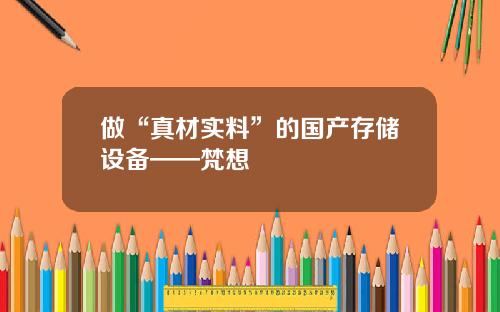 做“真材实料”的国产存储设备——梵想