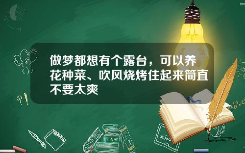 做梦都想有个露台，可以养花种菜、吹风烧烤住起来简直不要太爽