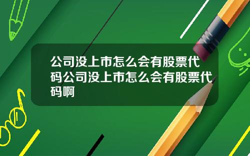 公司没上市怎么会有股票代码公司没上市怎么会有股票代码啊
