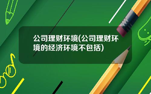 公司理财环境(公司理财环境的经济环境不包括)