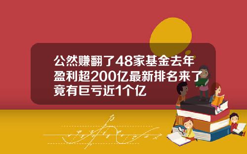 公然赚翻了48家基金去年盈利超200亿最新排名来了竟有巨亏近1个亿