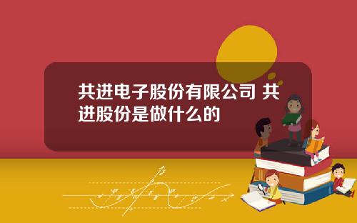 共进电子股份有限公司 共进股份是做什么的