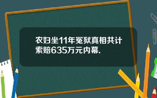 农妇坐11年冤狱真相共计索赔635万元内幕.