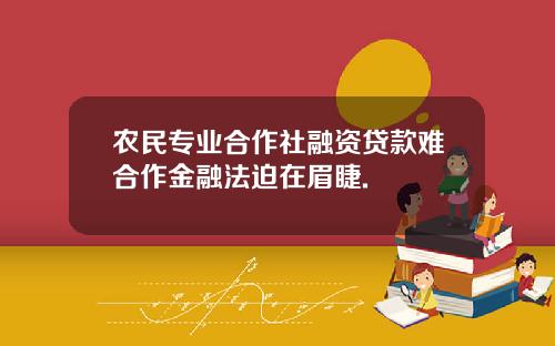 农民专业合作社融资贷款难合作金融法迫在眉睫.