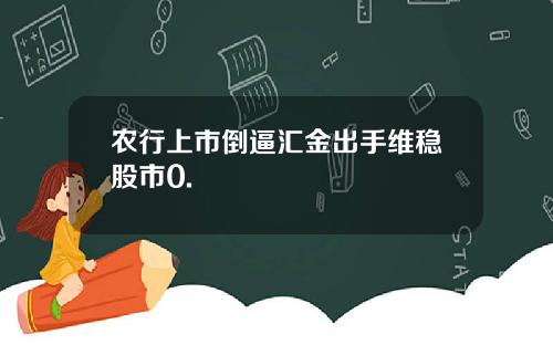 农行上市倒逼汇金出手维稳股市0.