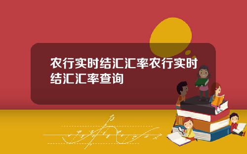 农行实时结汇汇率农行实时结汇汇率查询