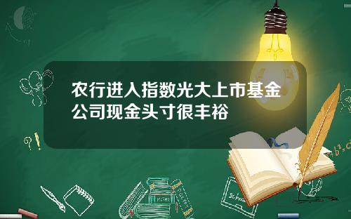 农行进入指数光大上市基金公司现金头寸很丰裕