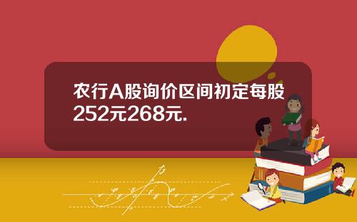 农行A股询价区间初定每股252元268元.