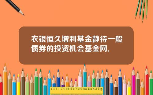 农银恒久增利基金静待一般债券的投资机会基金网.