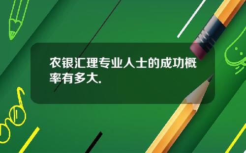 农银汇理专业人士的成功概率有多大.